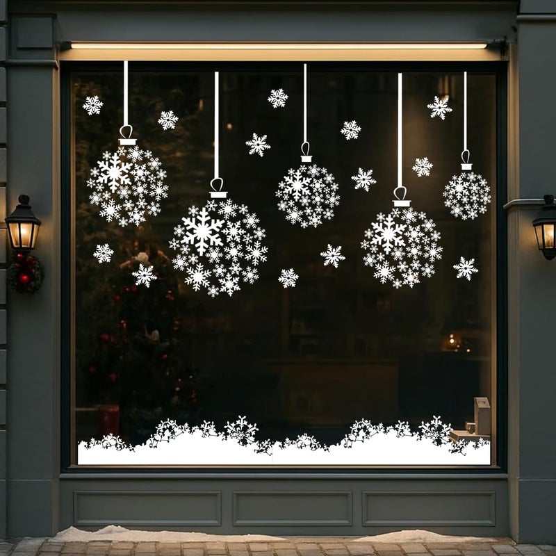 zosylley Christmas Stencils for Window Glass Large Christmas Stencils for Crafts Reusable Xmas Snowflake Bauble Holiday Stencil for Painting on Wood Wall Fabrics Decor - Image 1